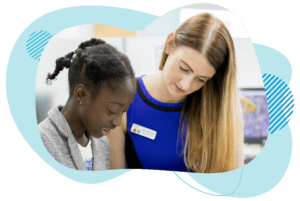 Child learning with maths tutor