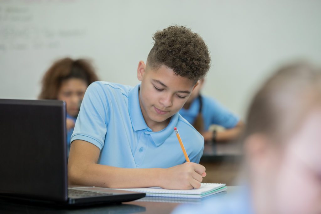 Student studying for his 11 Plus exam